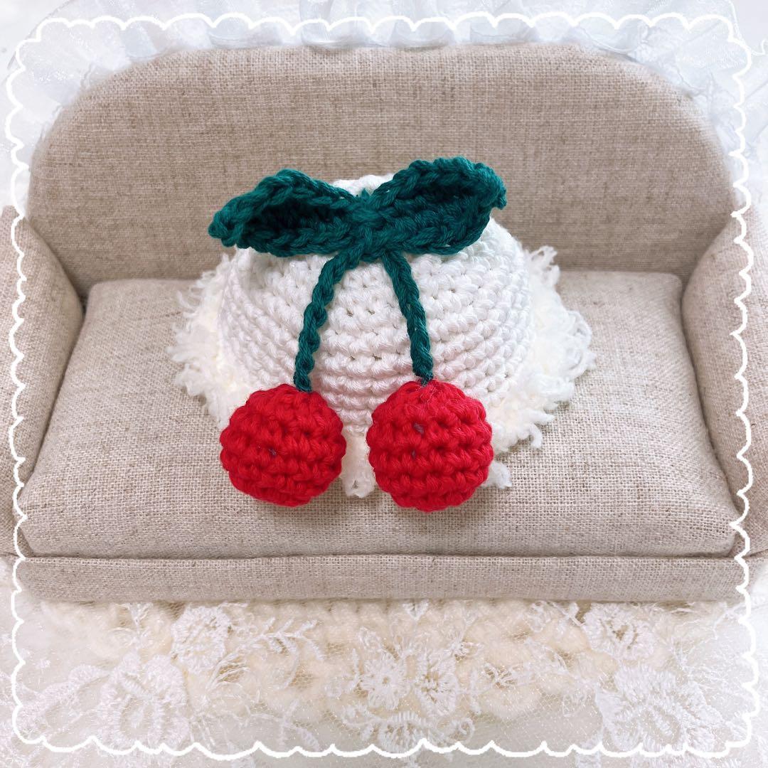 10㎝ ちびぐるみ　にじぱぺ　ぬい服　着ぐるみ　さくらんぼ帽子　赤