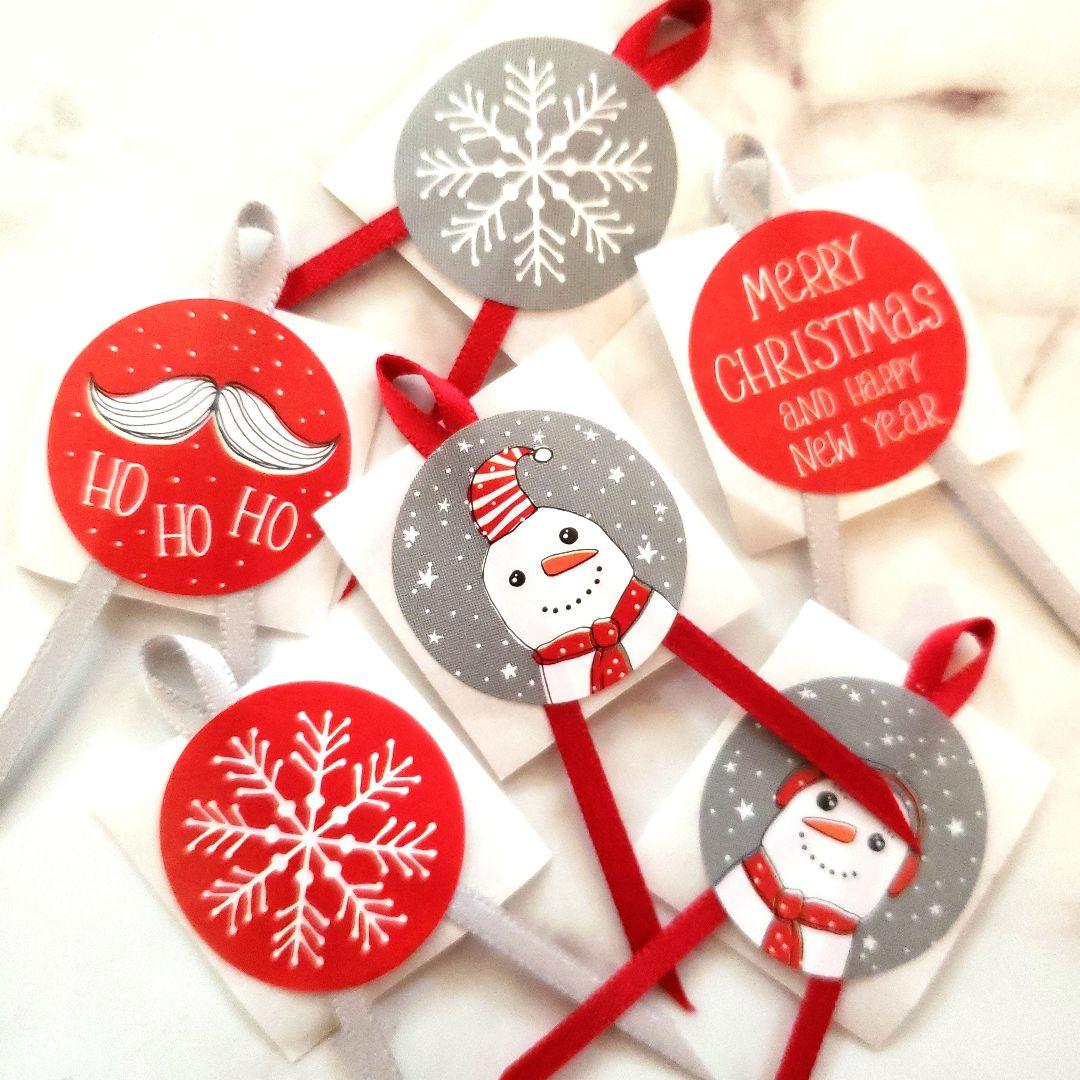 No.122　リボン付きサンキューシール　クリスマス　リボンシール　ギフトシール