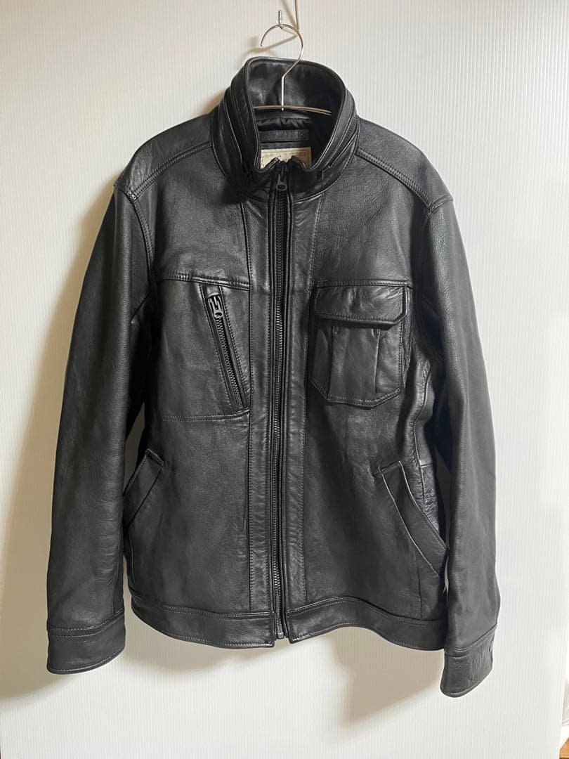 AVIREX ブラック レザージャケット 羊革 XL ブラック 黒