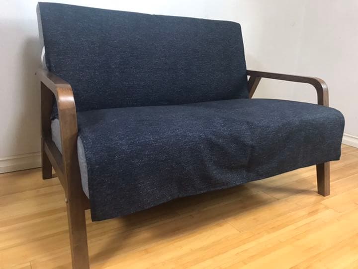 ぶ〜様デニム調ソファカバー　横幅120×長さ180cm ディーン：ブラック 2枚