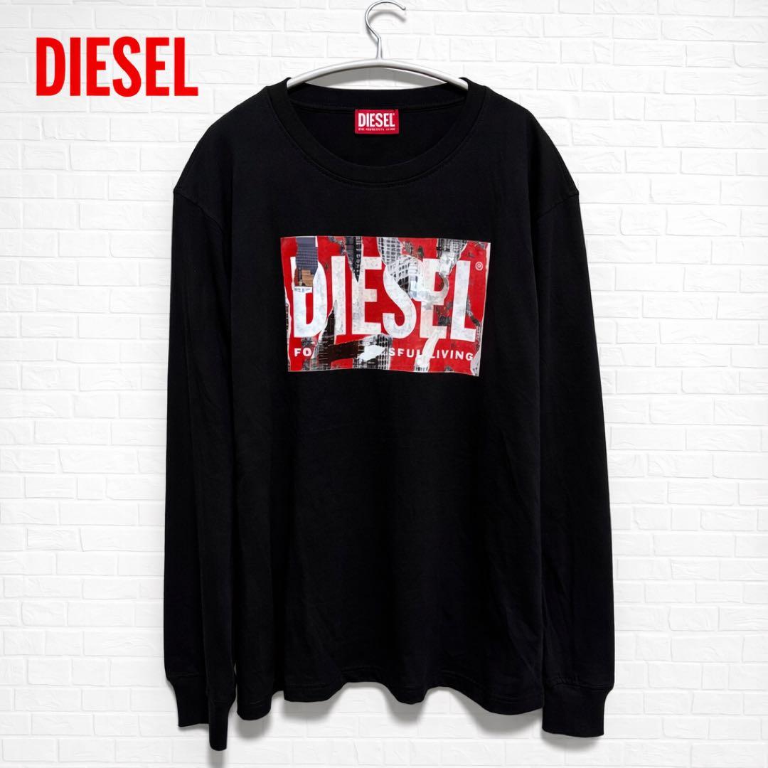 【新品】DIESEL 長袖Tシャツ L ブラック ロゴプリント