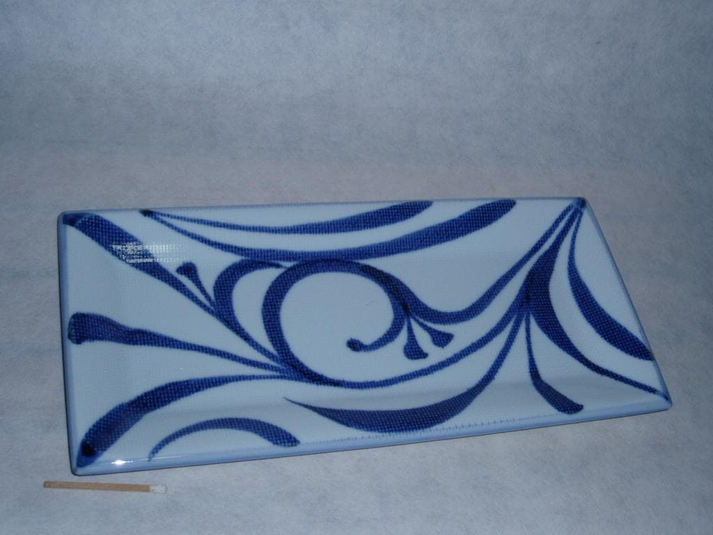 砥部焼「９寸長角布目皿（一つ唐草）」１枚【 送料確認用出品 】