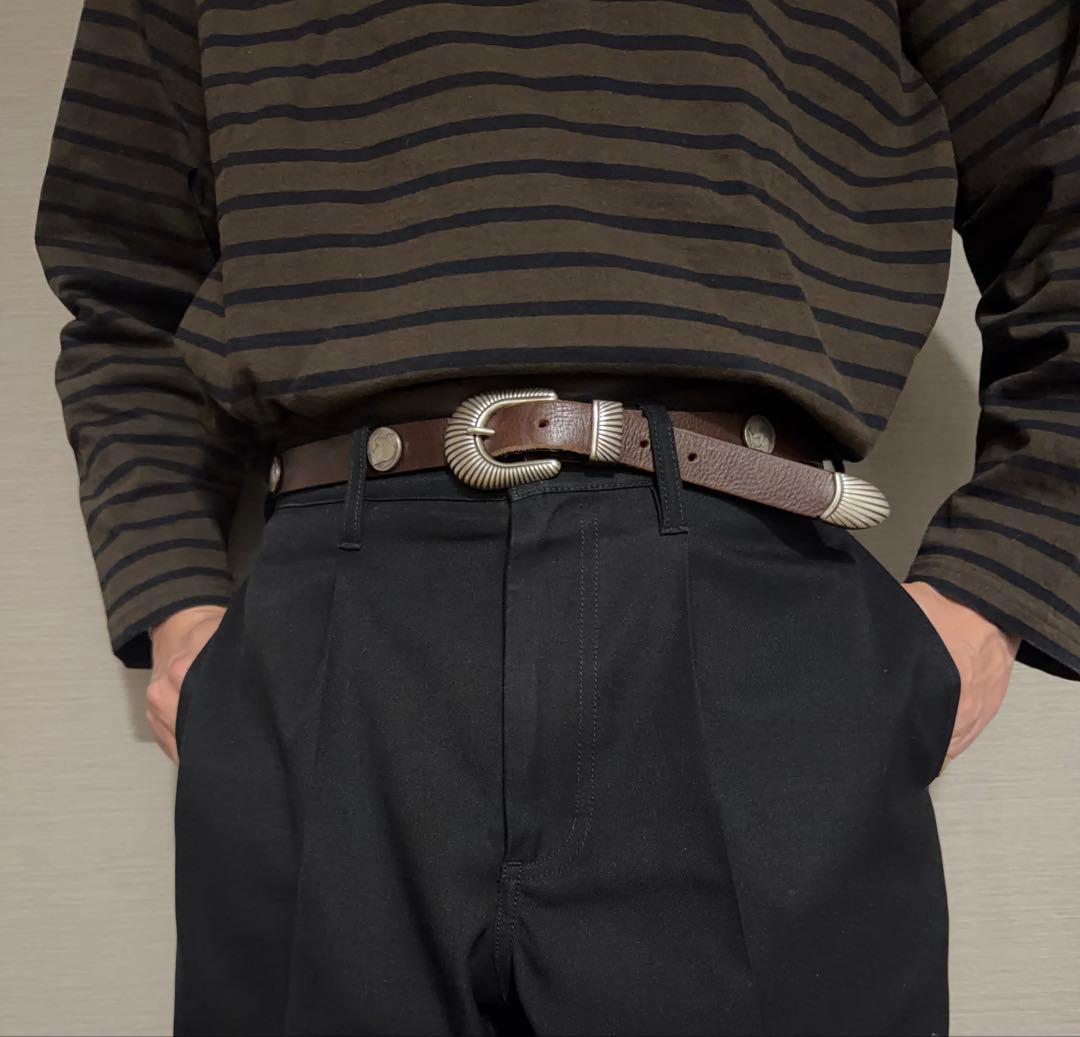 William ウエスタン コンチョ プンターレ ベルト ブラウン 90