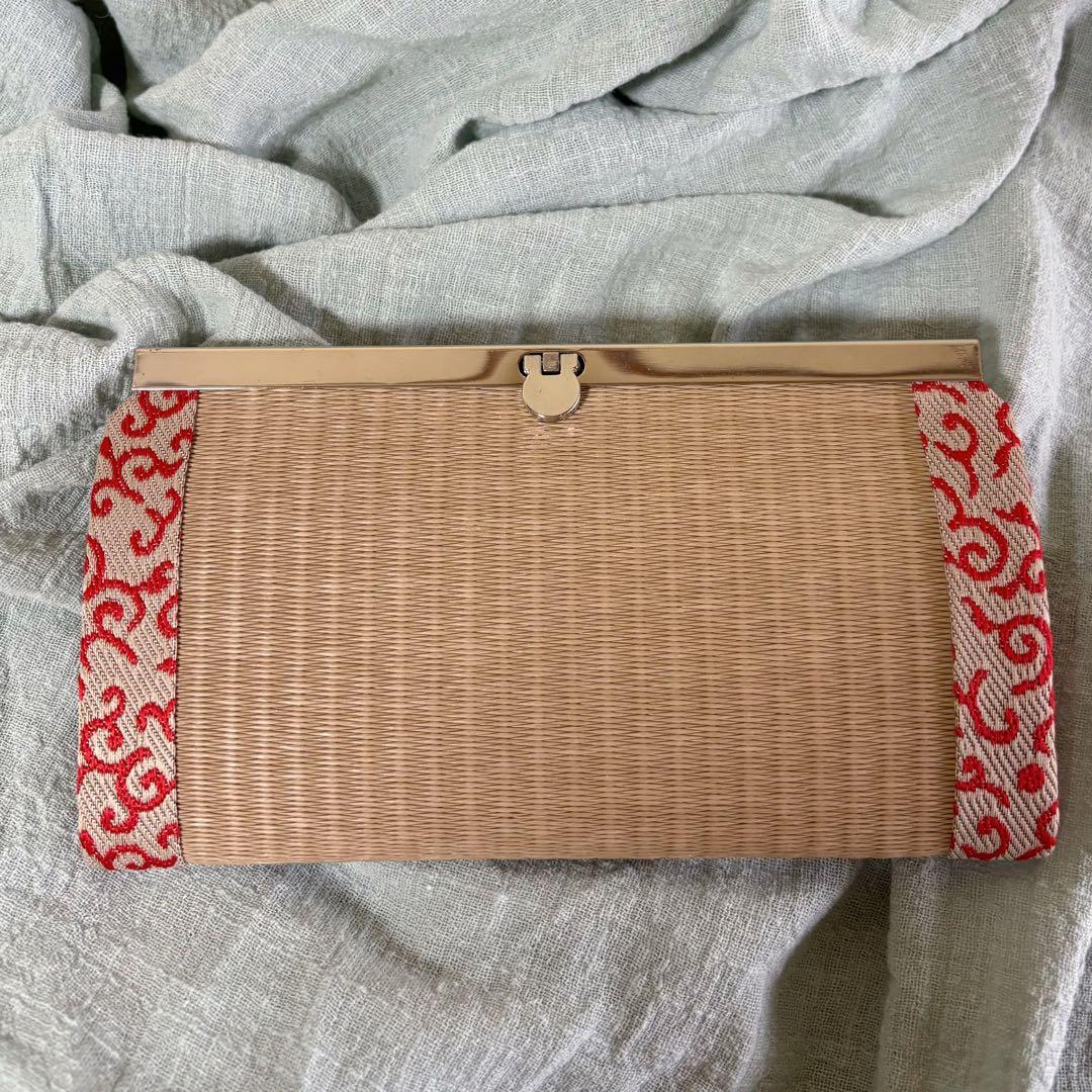 ハンドメイド　和風 畳がま口長財布　唐草　さくら　海外プレゼント