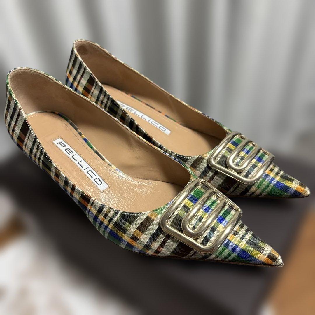 PELLICO チェック柄 ハイヒール　37サイズ