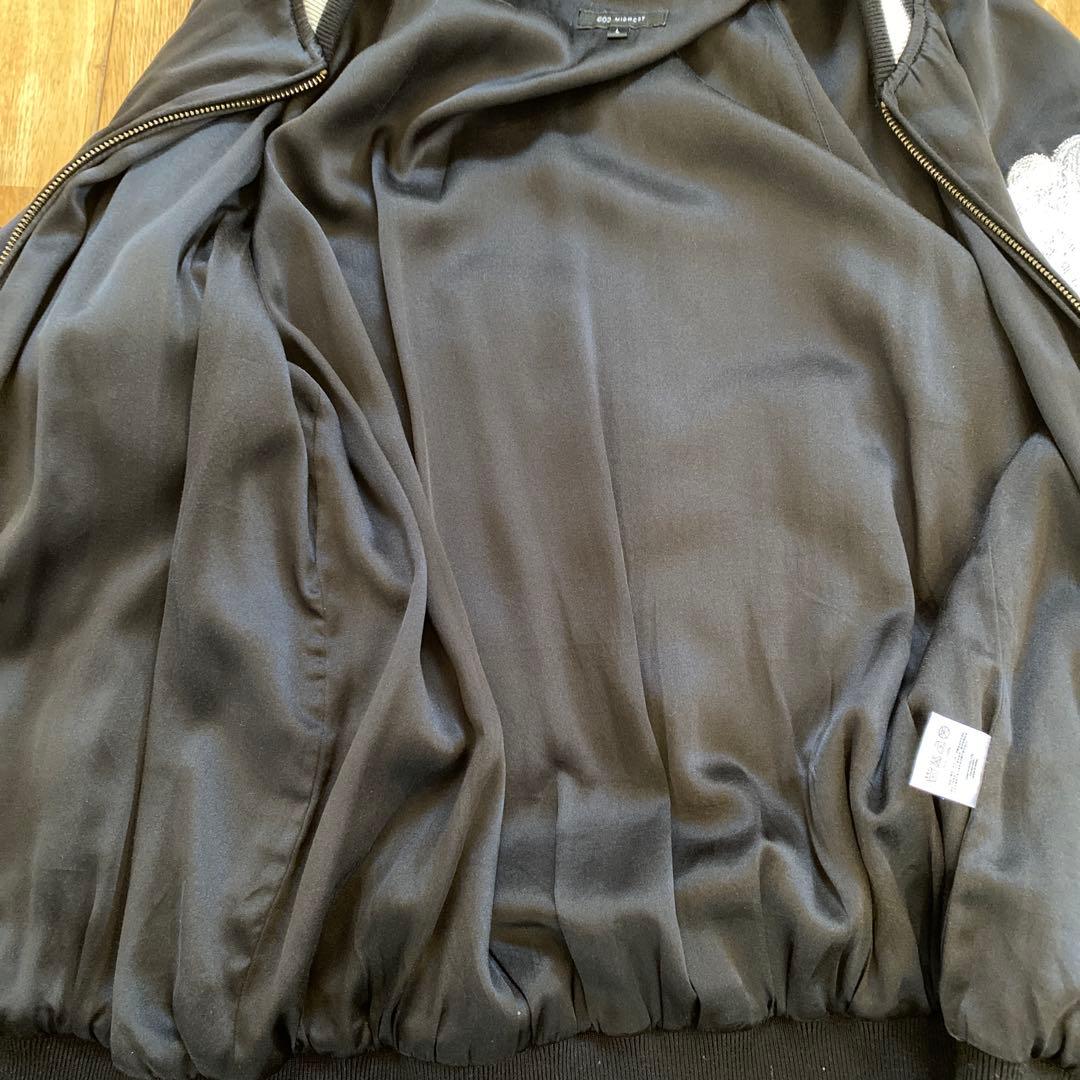 603 MIDWEST ブラック スカジャン L シルク　サテン