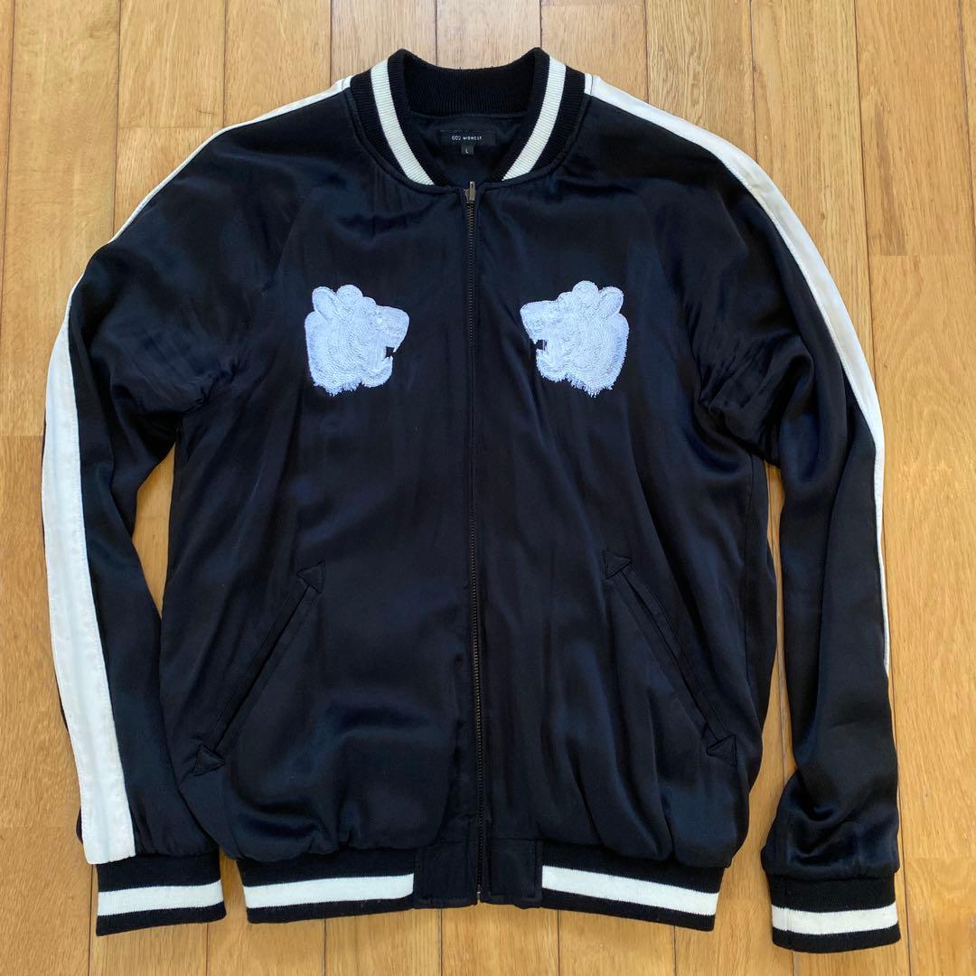 603 MIDWEST ブラック スカジャン L シルク　サテン