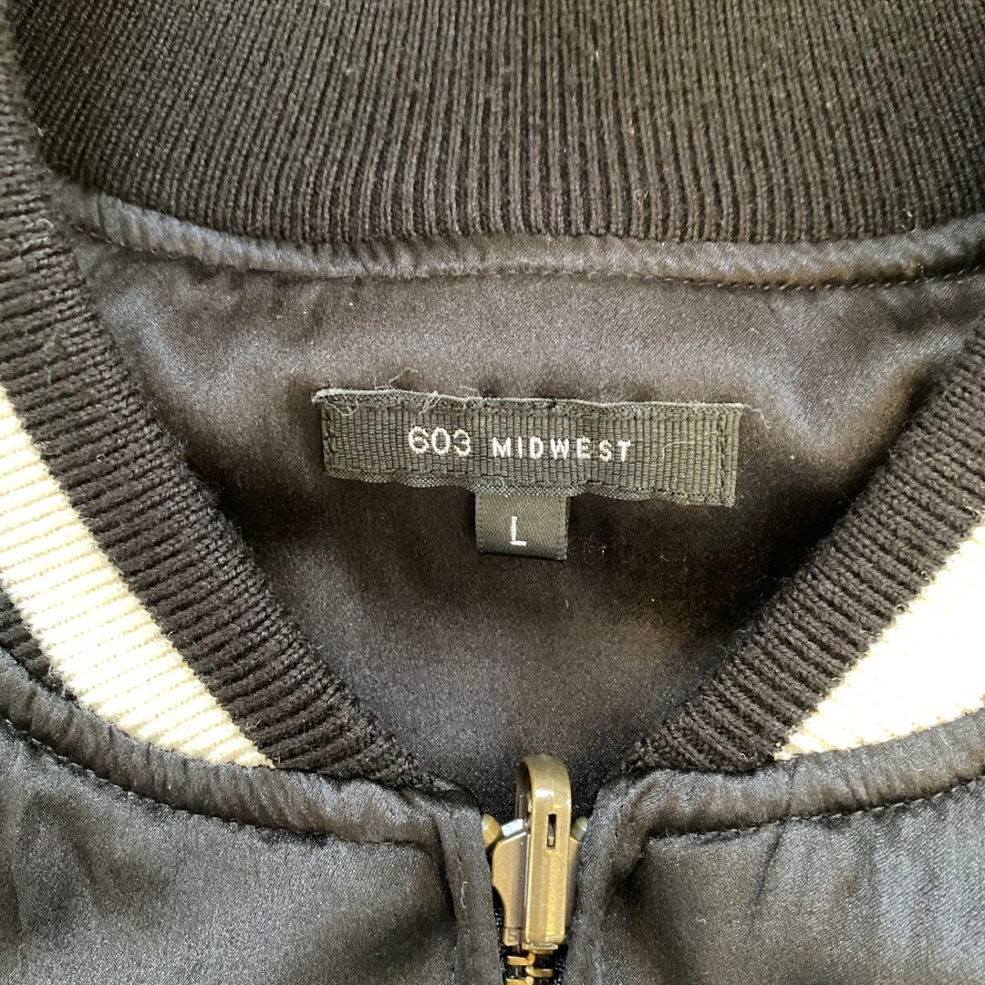 603 MIDWEST ブラック スカジャン L シルク　サテン