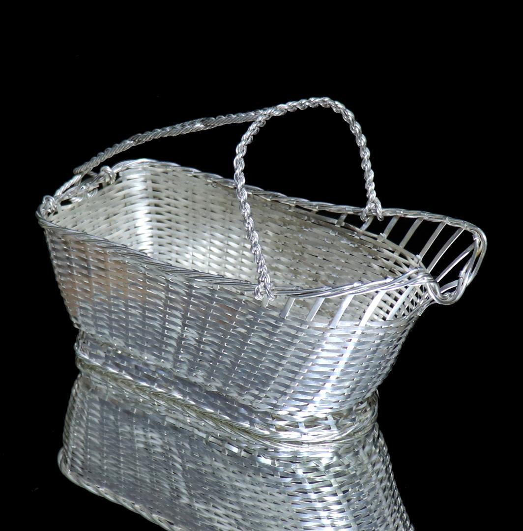 ヴィンテージ クリストフル ワインボトルバスケット 高級シルバーコーティング