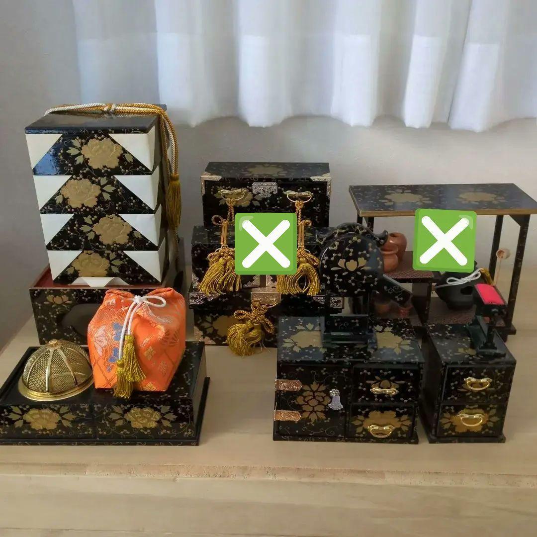 【更にお値下げ❗️】ひな祭り飾り御道具5点セット 漆塗り　伝統工芸品　長期保管品