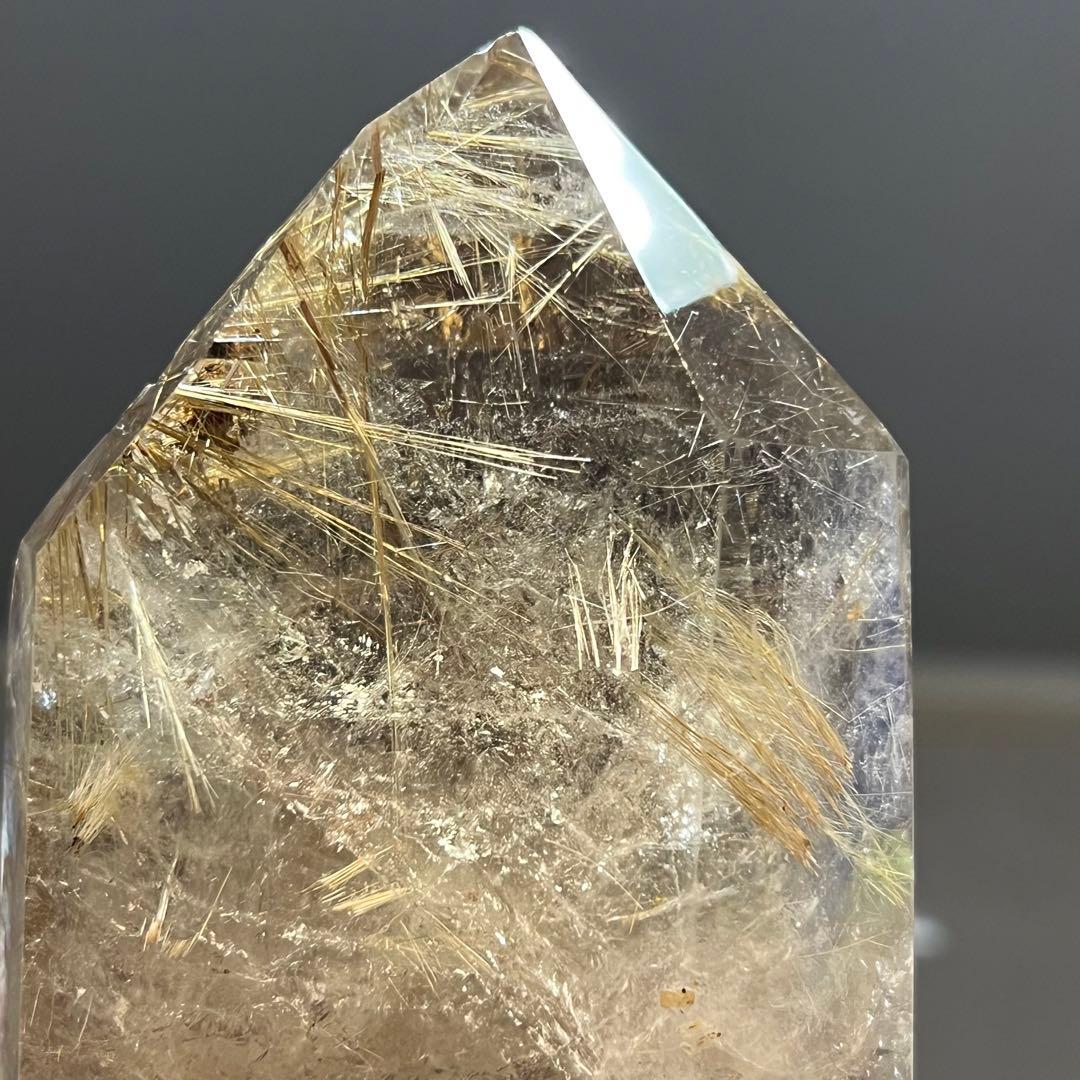 ☆輝宝☆激凄美宝‼️極上特級品☆虹入り 太陽放射 ゴールドタイチンルチル 六角柱