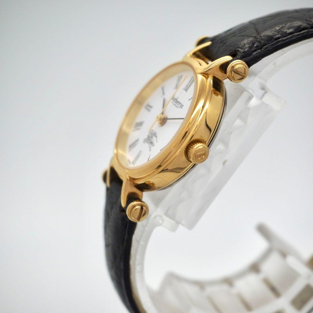 専用14 バーバリー 11200L ローマ文字　ゴールド レディース ホワイト