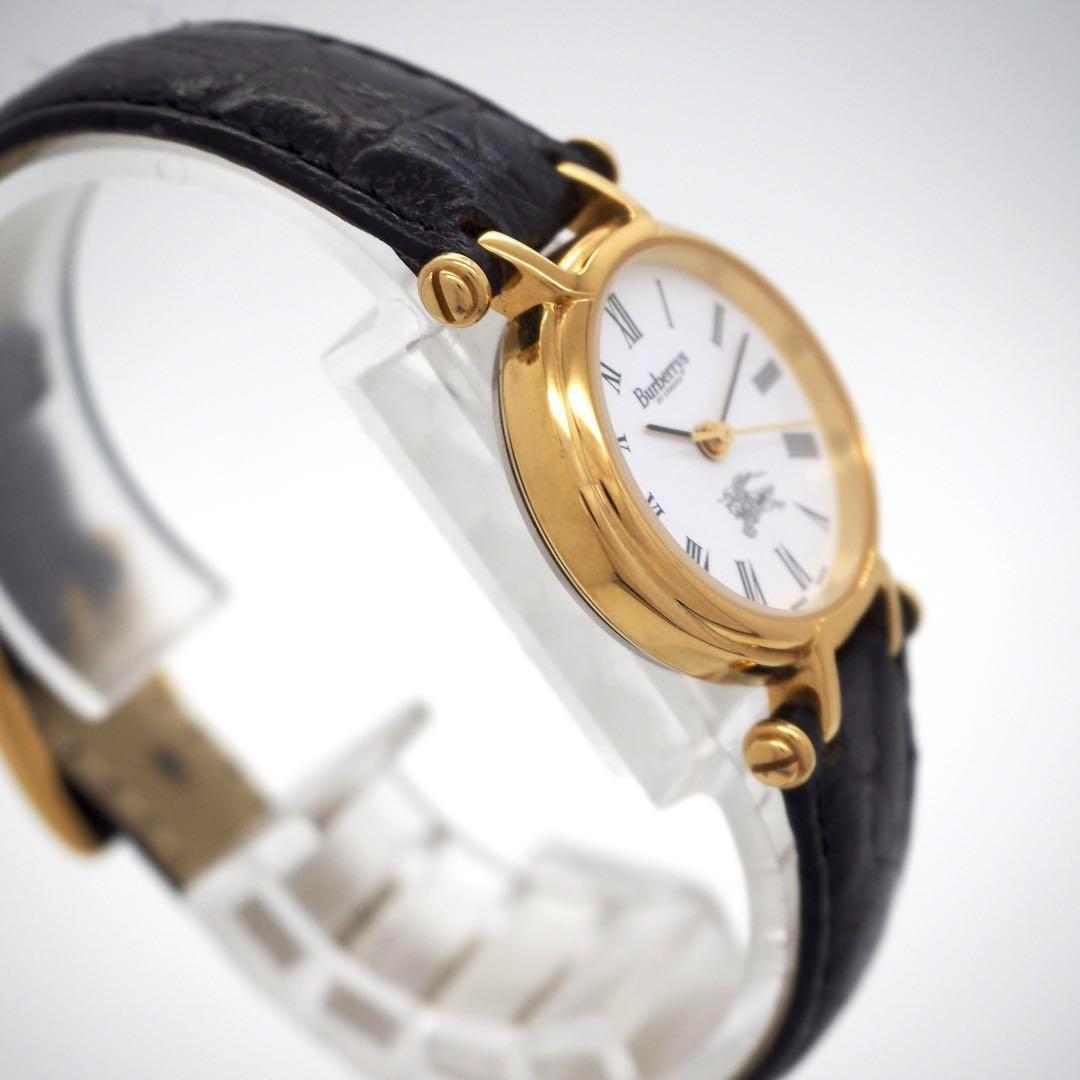 専用14 バーバリー 11200L ローマ文字　ゴールド レディース ホワイト