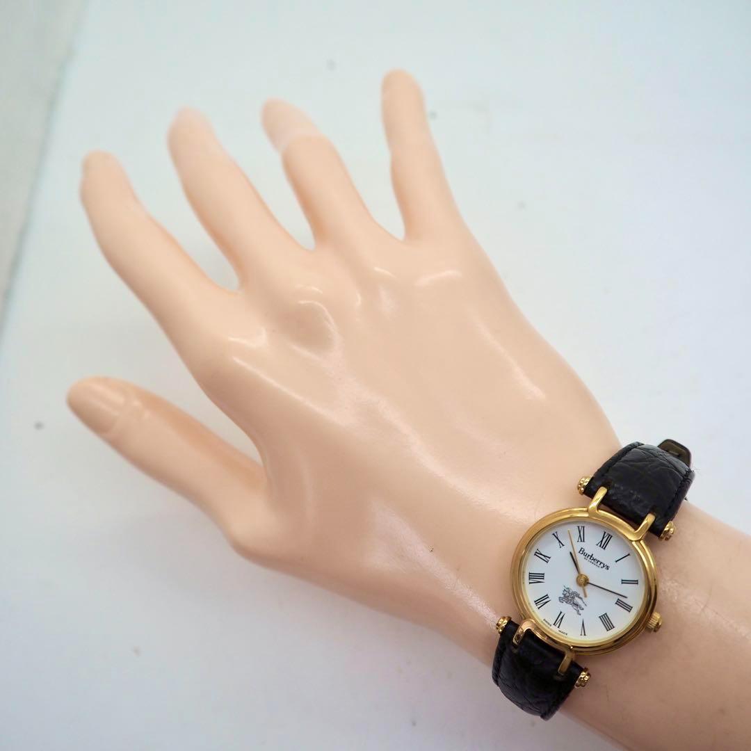 専用14 バーバリー 11200L ローマ文字　ゴールド レディース ホワイト