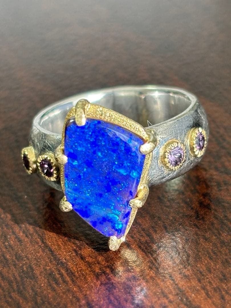 【極美品】bondlamp ボルダーオパール　カラーチェンジガーネット　リング