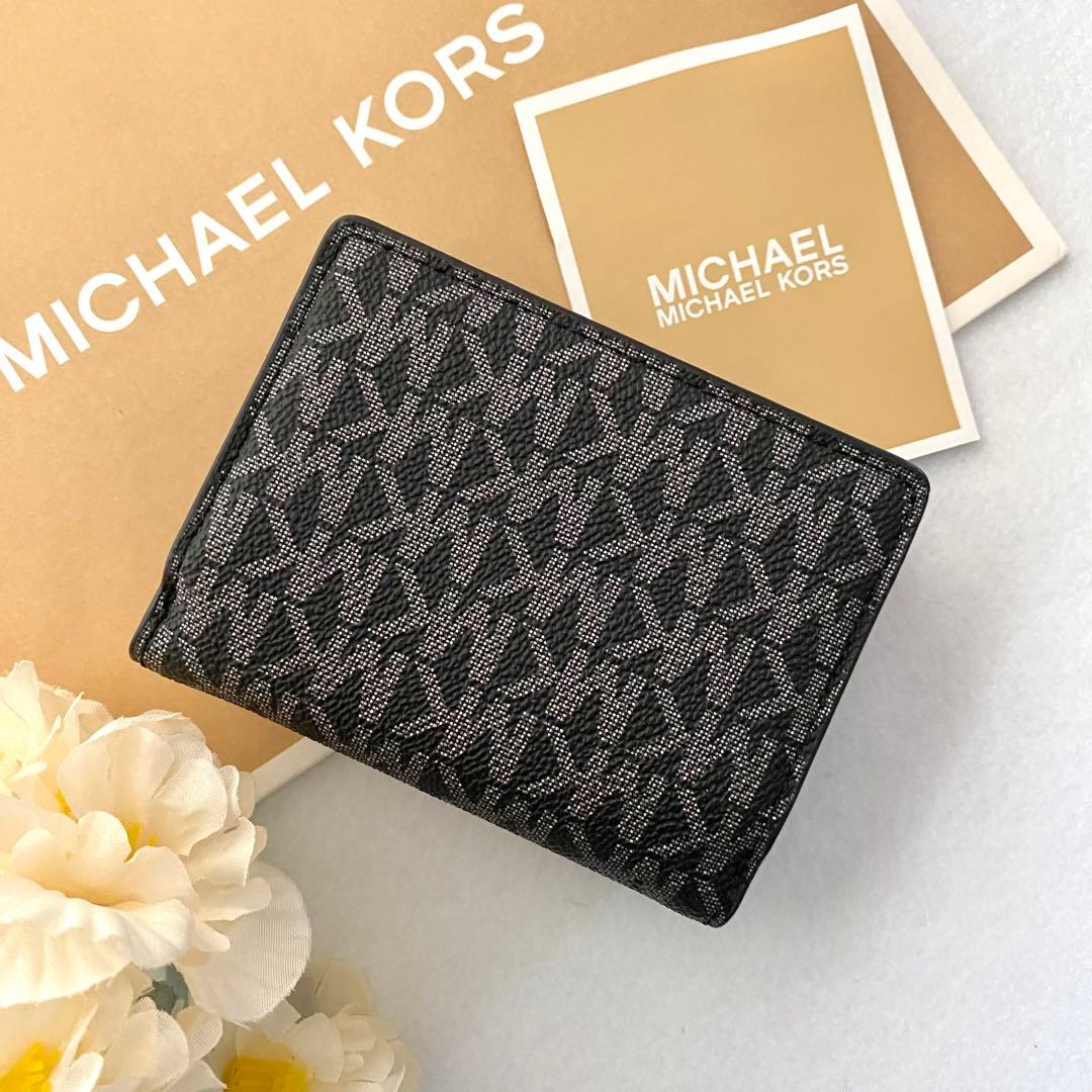 新品　正規品☆MICHAEL KORS 折り財布　メンズ　ブラック　シグネチャー