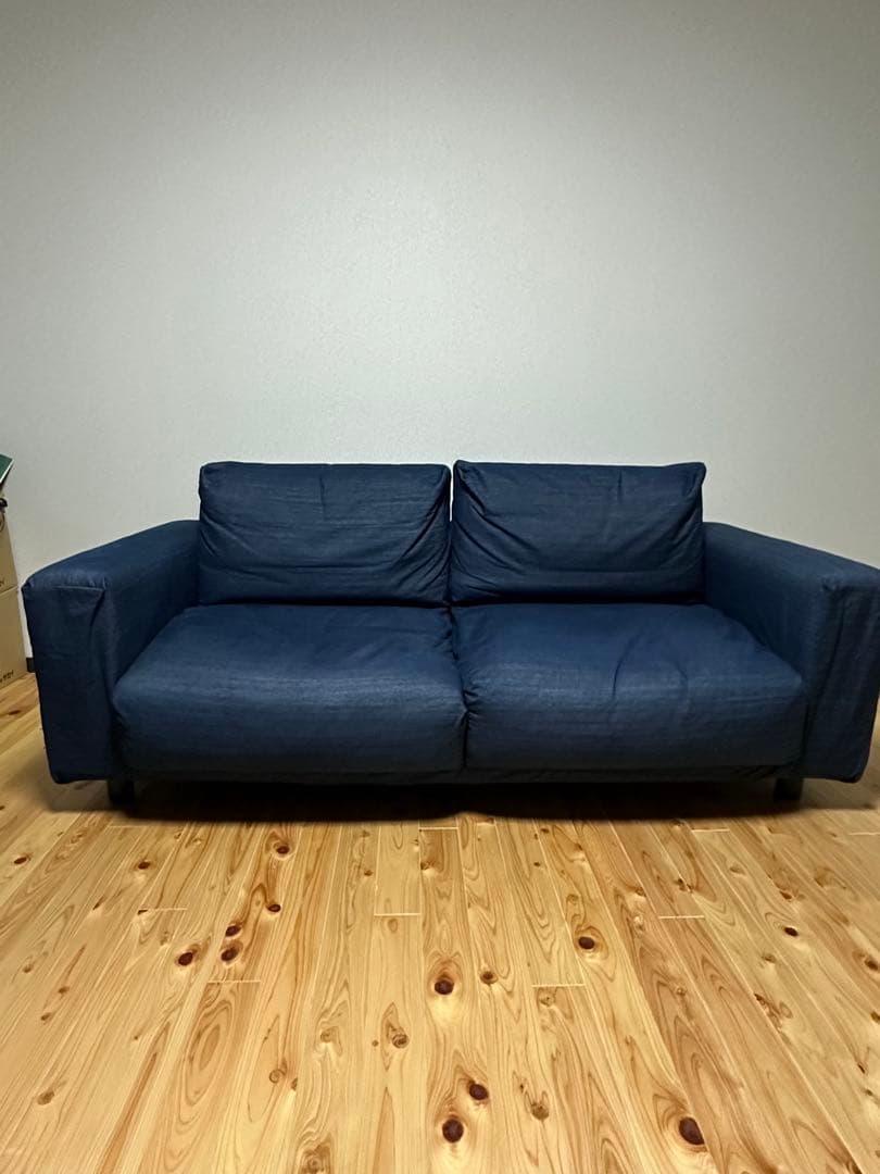 ネイビー 2人掛けソファ ファブリック