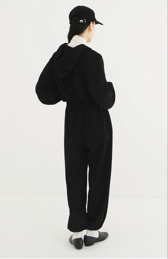 サロペット・オーバーオール・オールインワン CLANE HOODED SWEAT ALL IN ONE BLACK 01