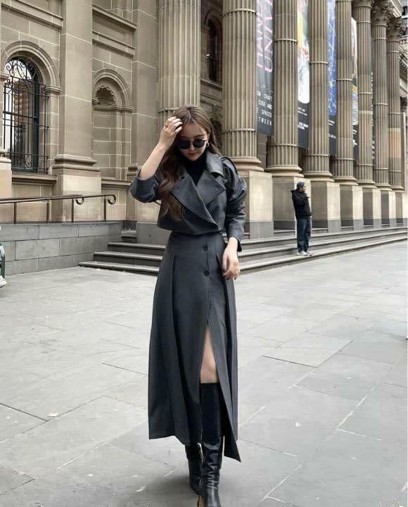 MAVIMOON セパレートトレンチコート グレー　ロングスカート　セットアップ