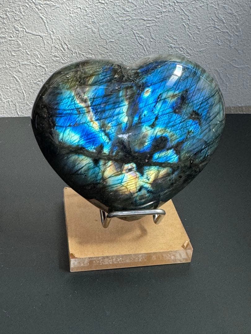 【高品質】ラブラドライト ビッグハート⭐︎強烈キラキラシラー