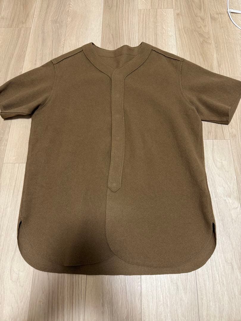 BRU NA BOINNE ウールカシミアベースボールシャツ　ブルーナボイン　茶