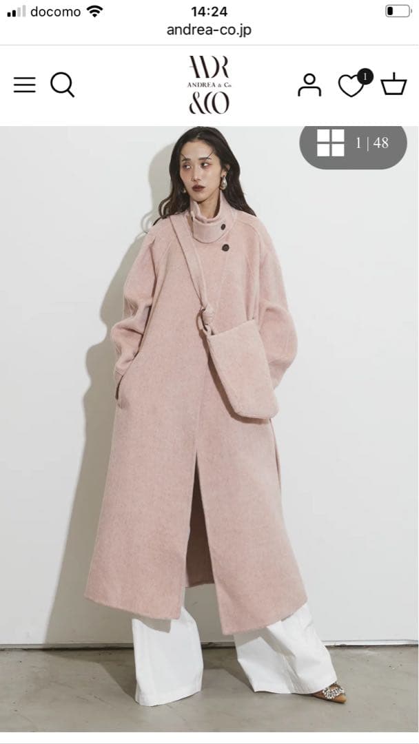 【ANDREA & Co】ペールウールコート（ベルト付き）