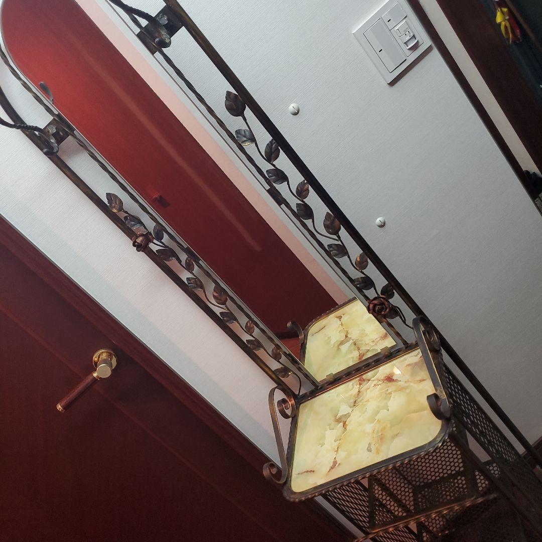 アンティーク  ミラー付き アイアン　スリッパラック&フラワースタンド