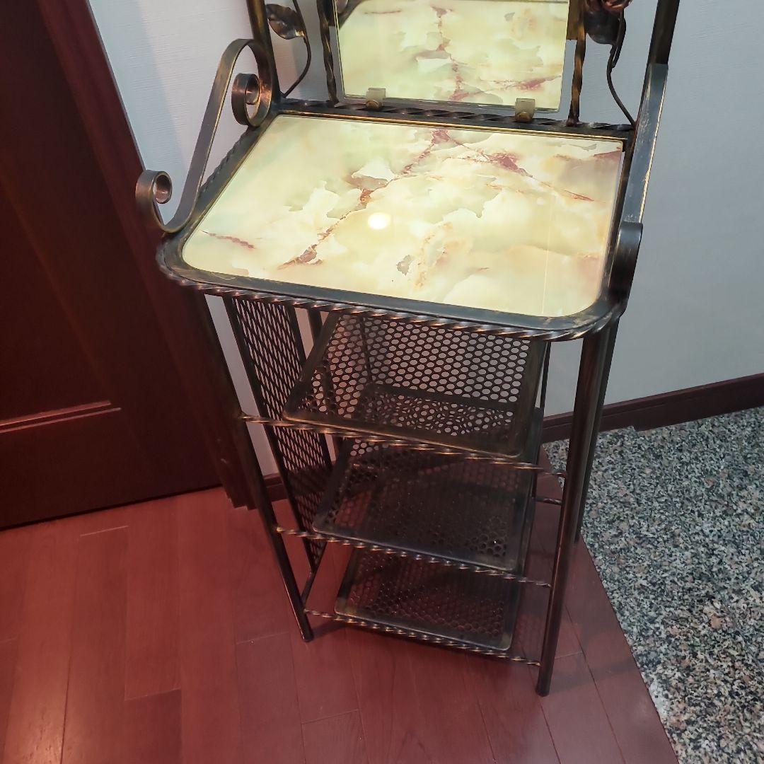 アンティーク  ミラー付き アイアン　スリッパラック&フラワースタンド