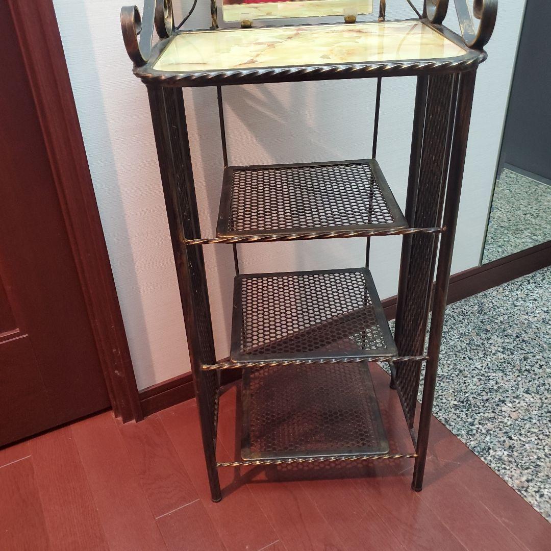 アンティーク  ミラー付き アイアン　スリッパラック&フラワースタンド