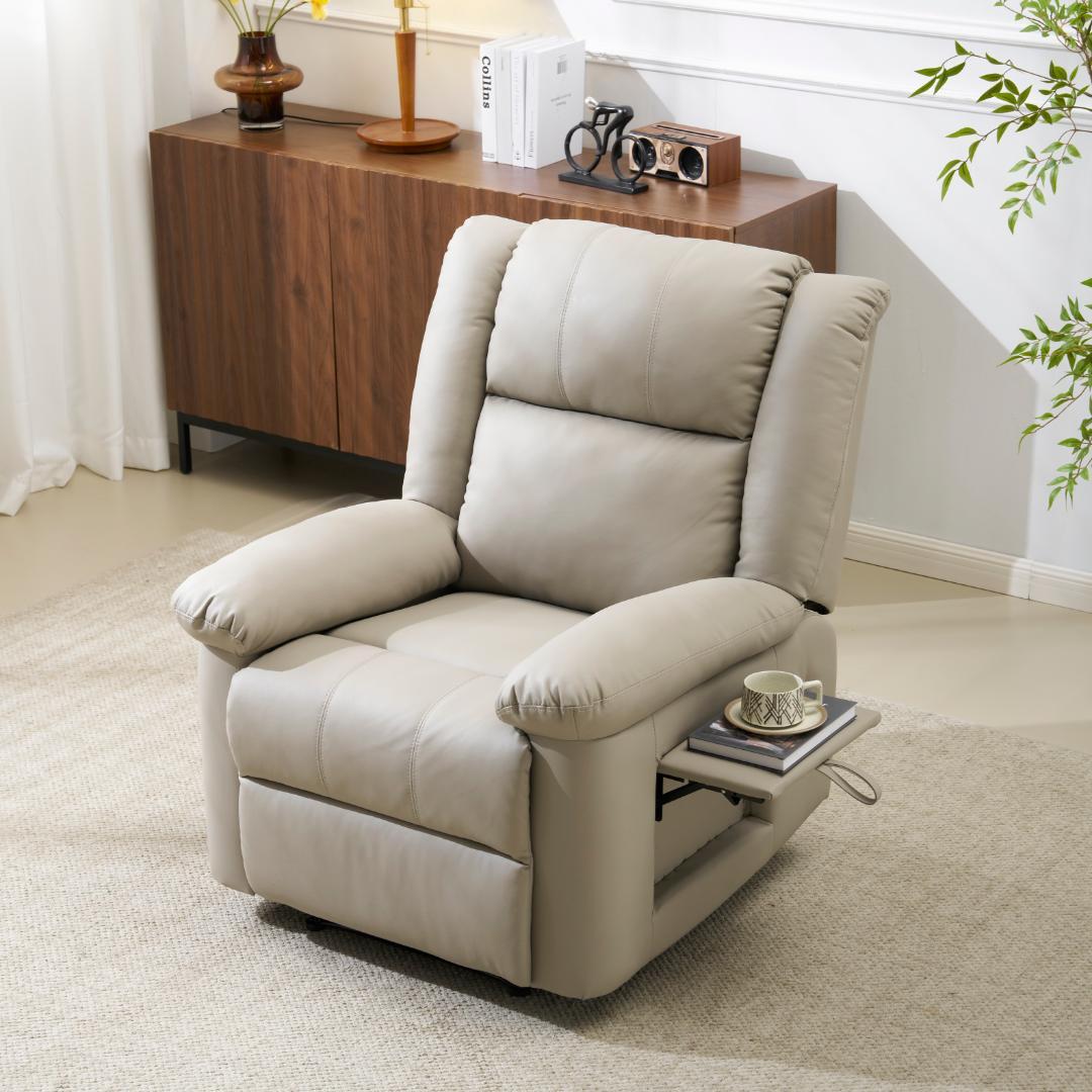 【アッシュグレー】リクライニングチェア テーブル付き リクライニングソファ