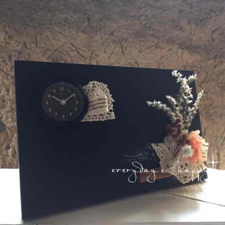 out ゆる〜り様 時計付き 黒板プレート❁