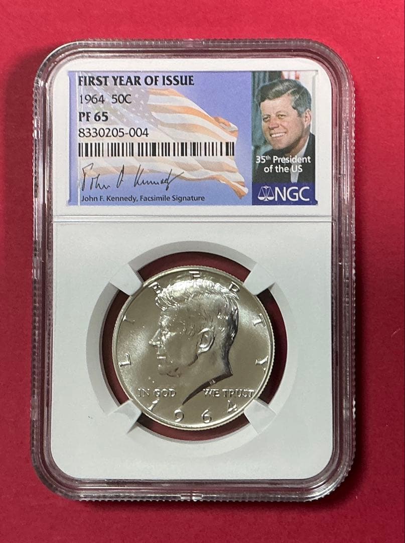 【NGC鑑定】1964年 ケネディ ハーフダラー PF65 銀貨オリジナルラベル