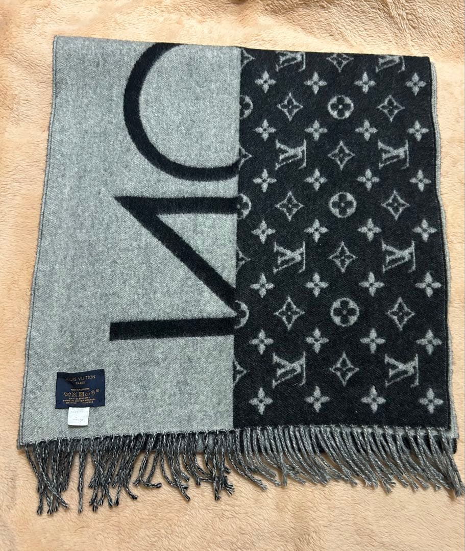 ルイヴィトン　カシミヤ　マフラーエシャルプ LVスプリット　リバーシブル