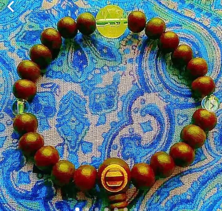 金運爆上げ　最高級　神龍刻印水晶＋総紫檀製　パワーブレスレット京都相剋寺