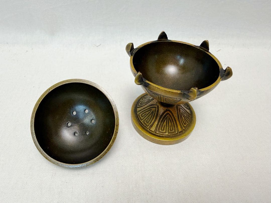 ほぼ未使用 茶道具 唐銅 ホヤ香炉蓋置 栄螺 3点セット