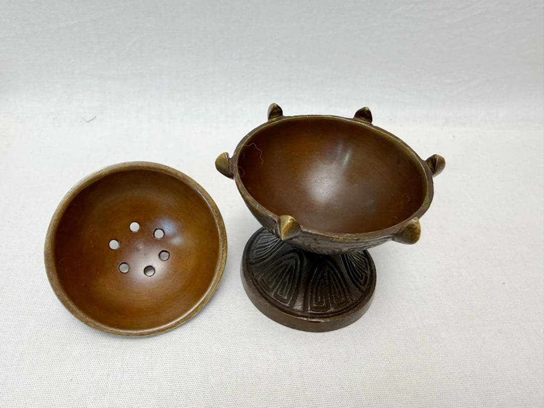 ほぼ未使用 茶道具 唐銅 ホヤ香炉蓋置 栄螺 3点セット