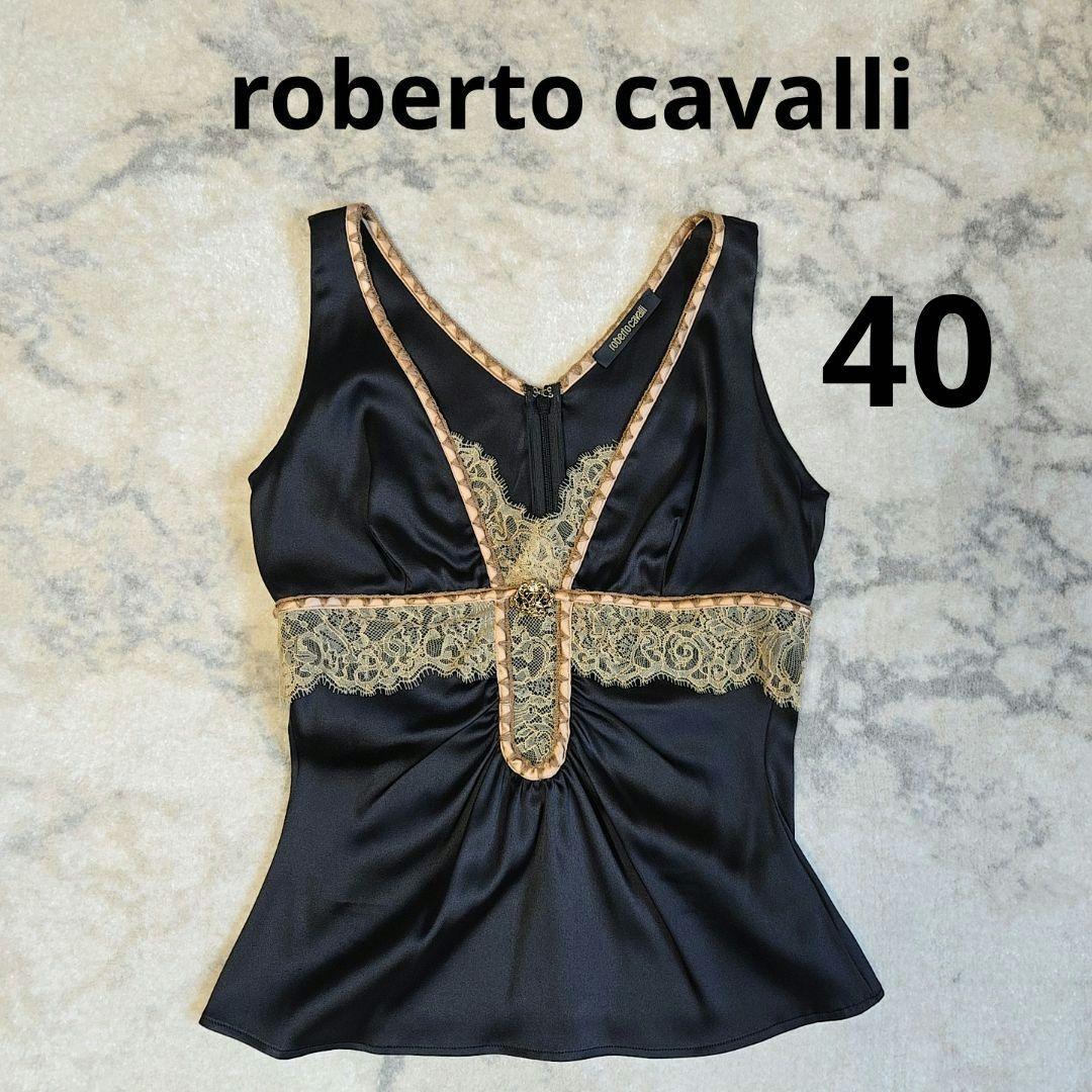 roberto cavalli 黒 レース 40 イタリア製