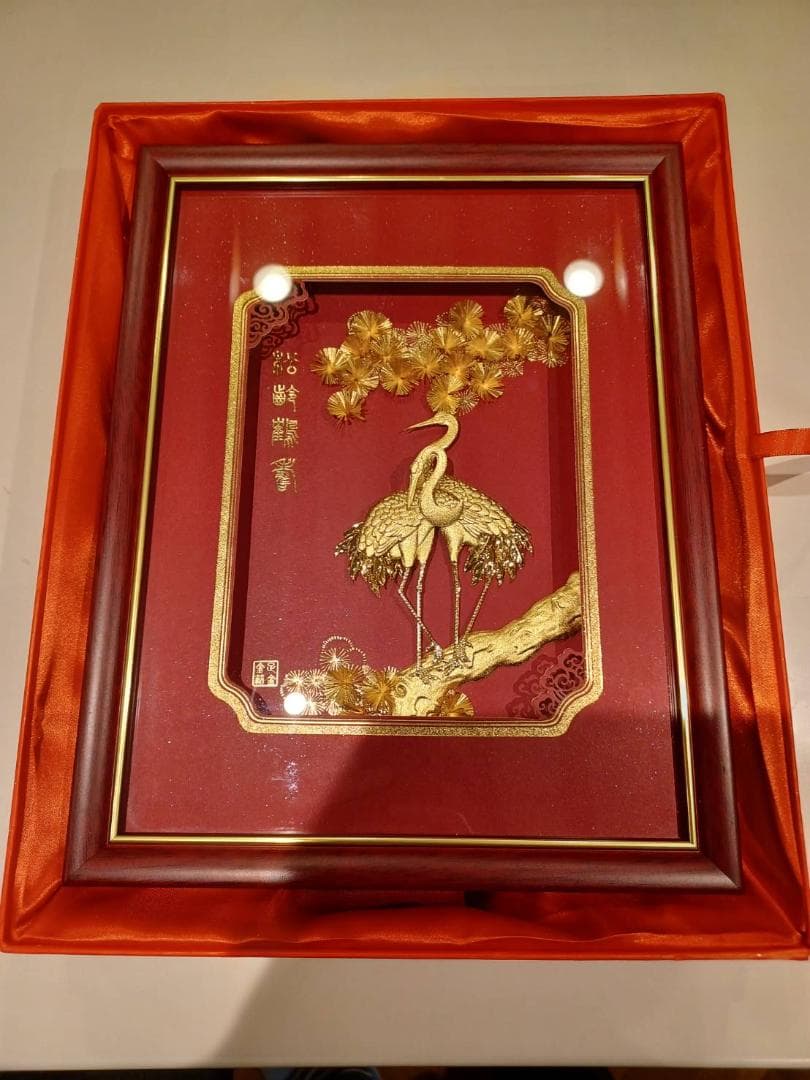 超美麗【松齢鶴】※金箔ハンドメイドの1点もの！