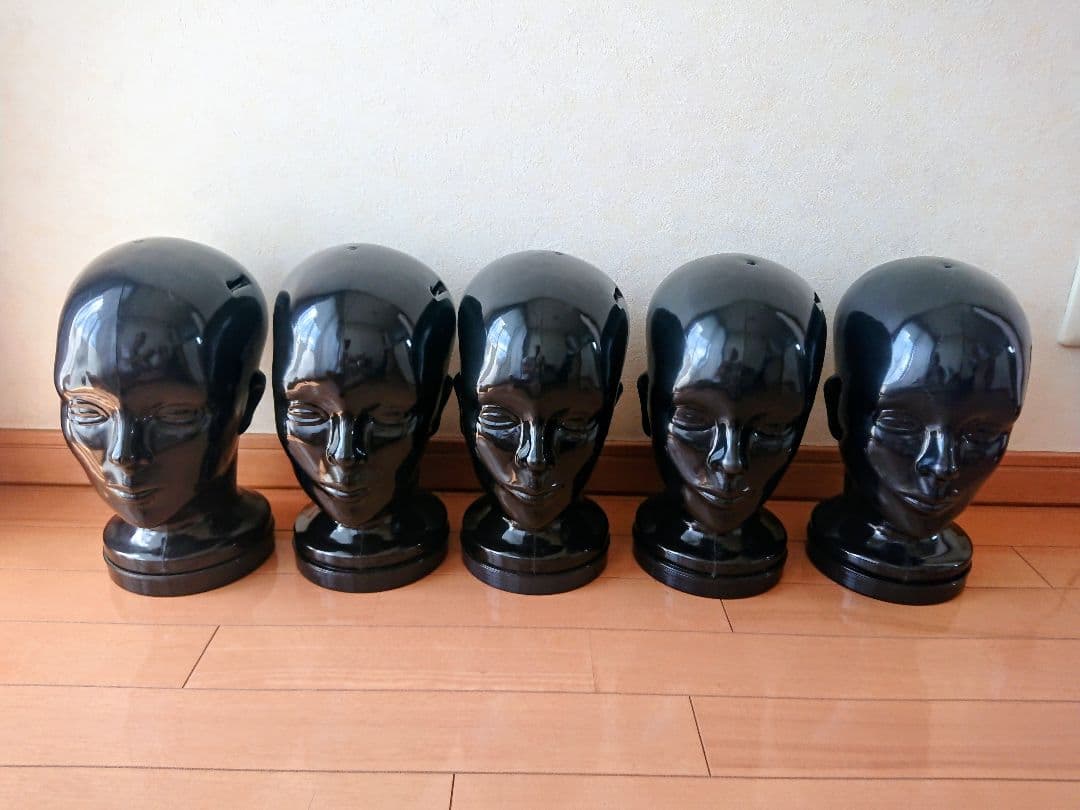 ヘッドマネキン(プラスチック製)5個セット 黒