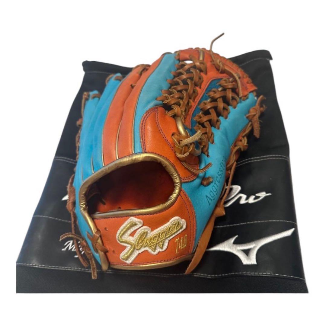 Slagger 軟式グローブ 青オレンジ、オーダーグローブ