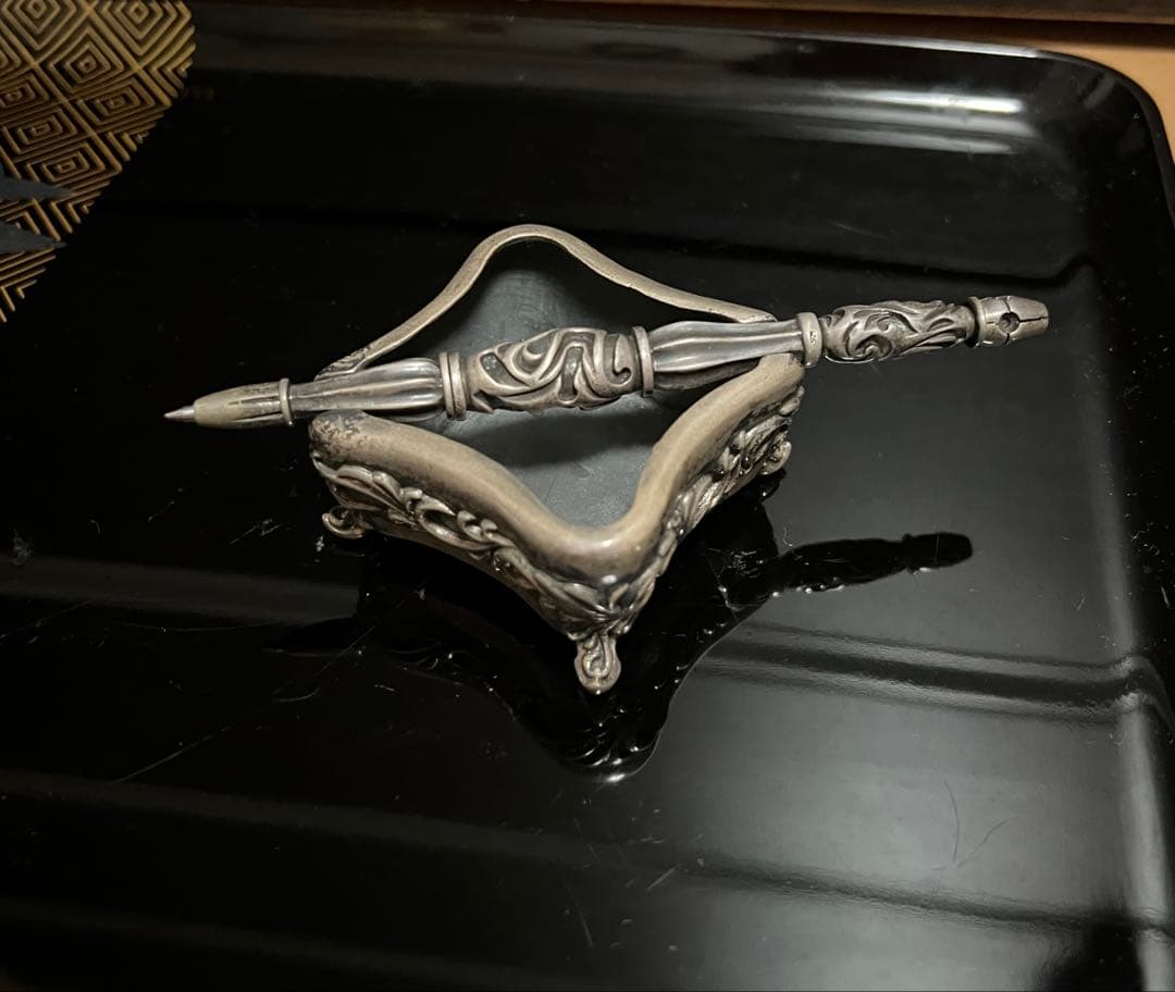 最高級 日本ハンドメイド 銀 シルバー ペンとペン立て 小物入れ 灰皿