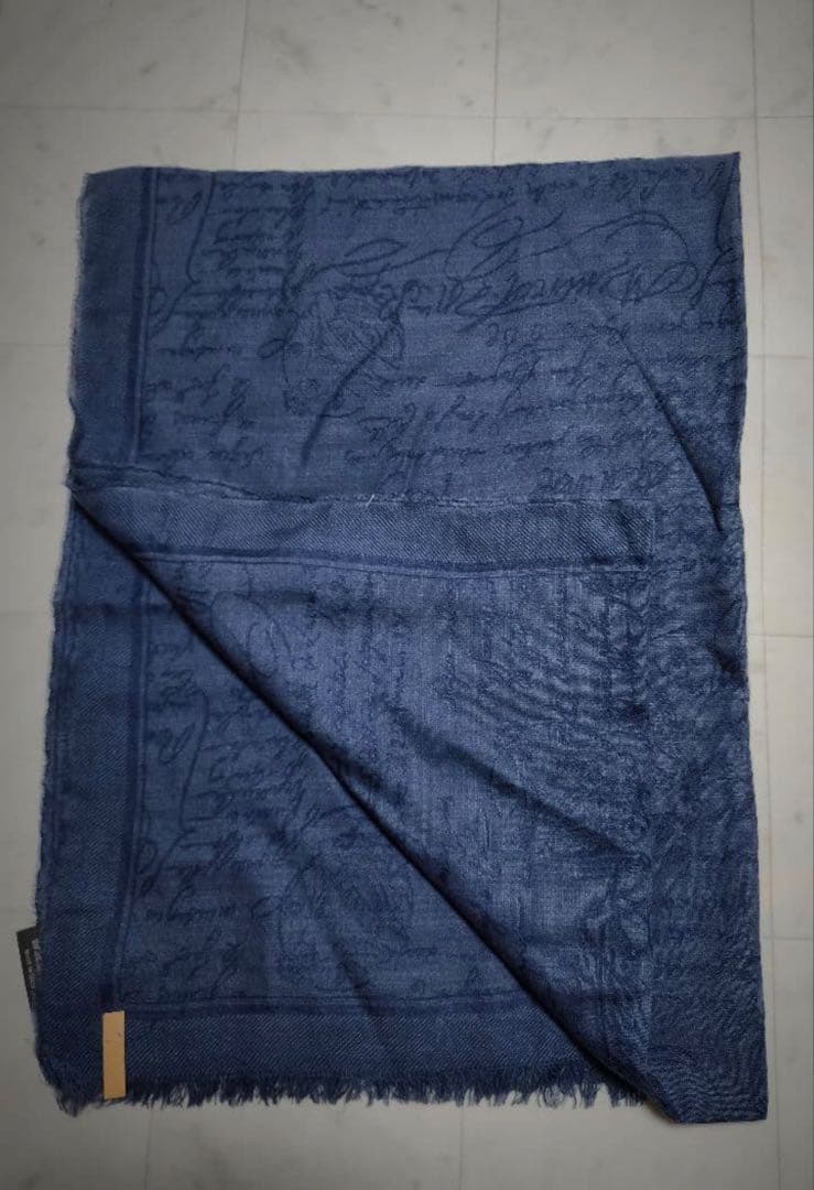 ベルルッティ カリグラフィ マフラー カシミヤ ネイビー