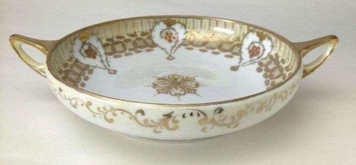 オールドノリタケ（カエデ印） エナメル金彩点盛り花絵皿