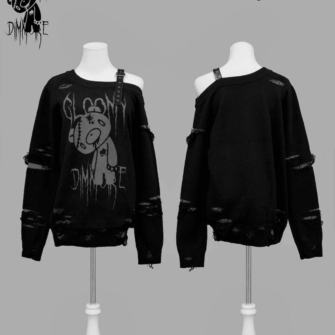 GLOOMY×DimMoire グル～ミ～いたずらニット/Black