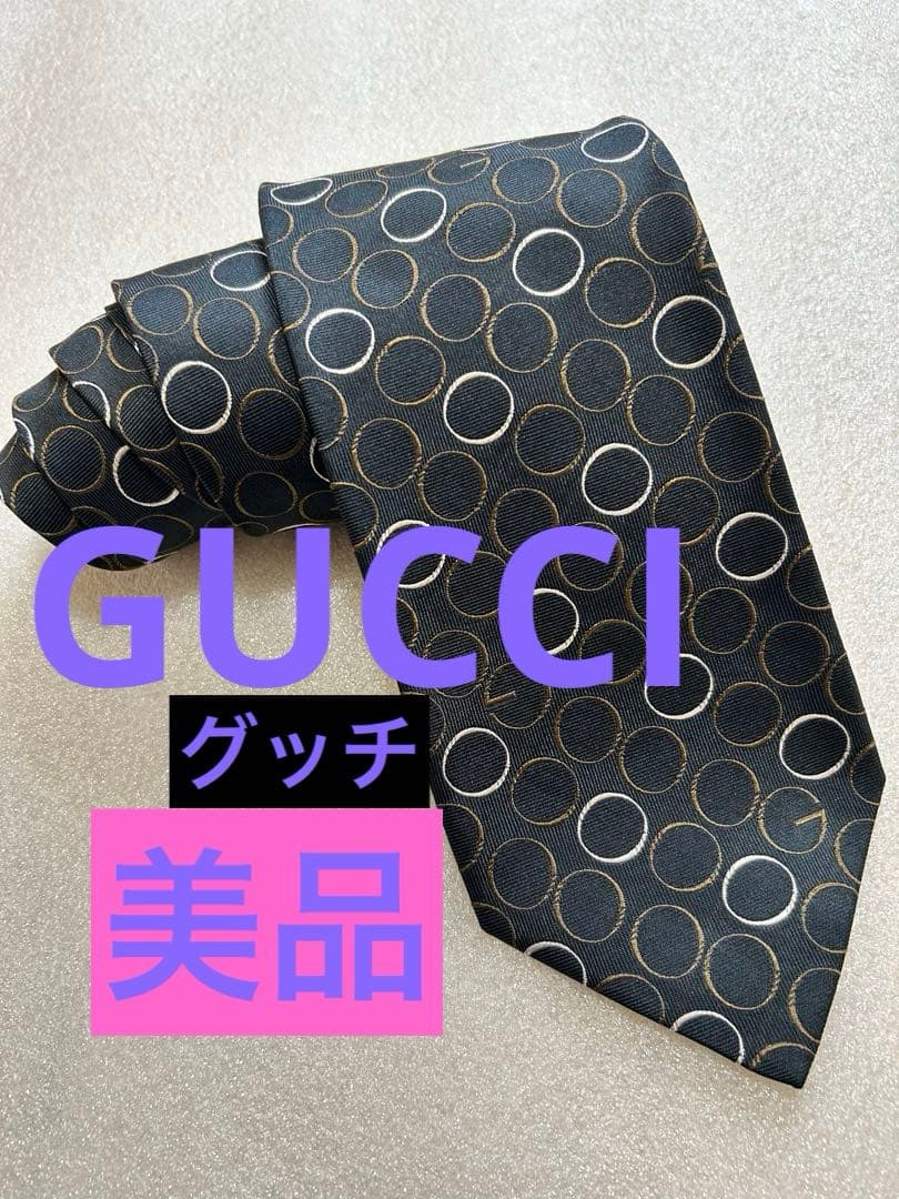 美品✨GUCCI グッチ ブランド ネクタイ Gロゴ ドット柄 クレスト紋章