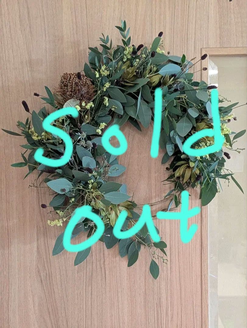 ドライフラワー★ポポラスベリーボリュームリース ★バンクシア　ワレモコウ　1点物