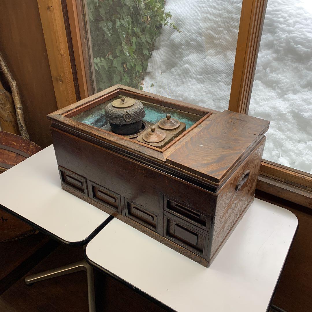 長火鉢03 レトロ　昭和のアンティーク暖　ビンテージ〈直接引き取り限定〉