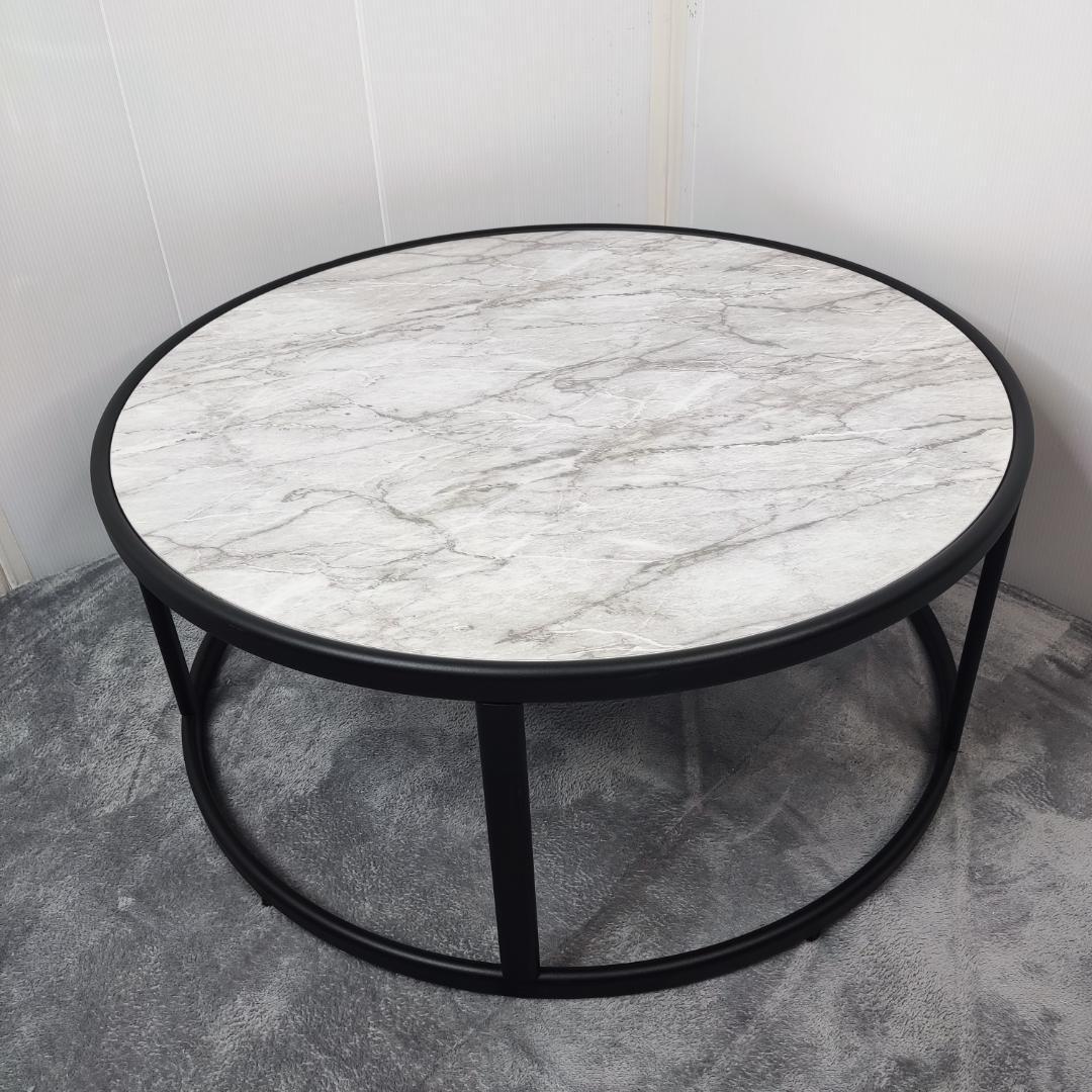 大理石×アイアンのモダンな雰囲気漂う円形のおしゃれなローテーブル