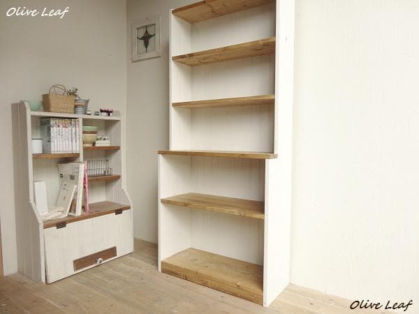 サイズ、デザインオーダー可！6段カップボードW64シャビーホワイト●受注製作