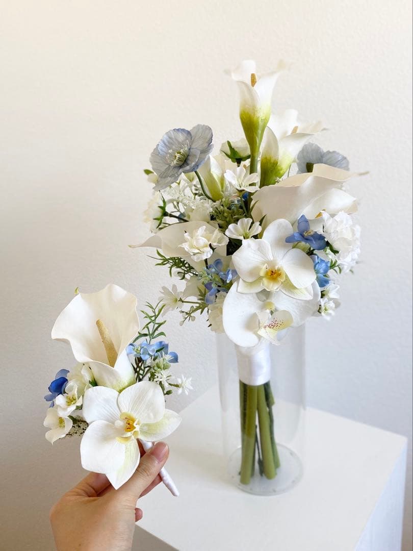 アーティシャルフラワー 【ホワイト ブルー】